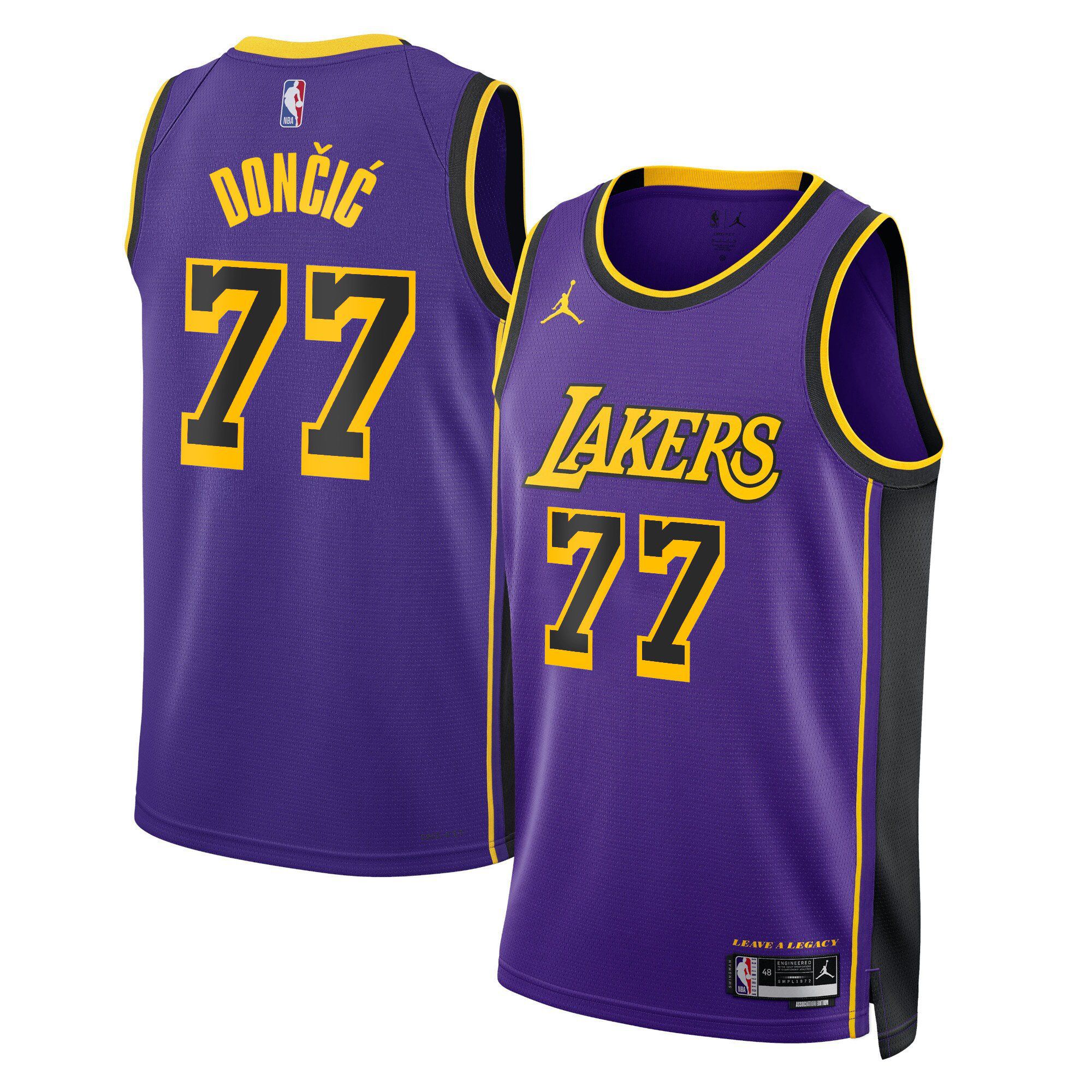 Men Los Angeles Lakers 77 Doncic Purple 2025 Jordan Edition Swingman NBA Jersey